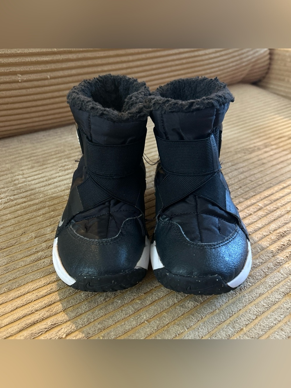 Kids Nike Flex Advance Black Winter Boot with Faux Fur Lining
